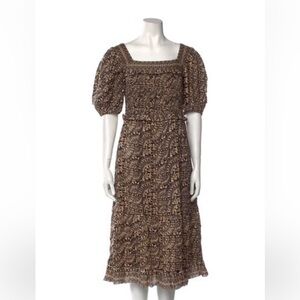 SEA New York tan, black and grey midi dress